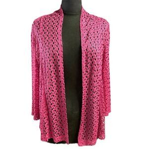 Alia Vintage Ladies Lace Open Front Cardigan Size Petite Small Rose Pink